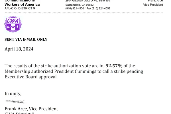 Arce Strike Vote Letter 2024