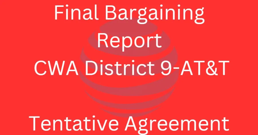 at&t logo with final bargaining report printed over it