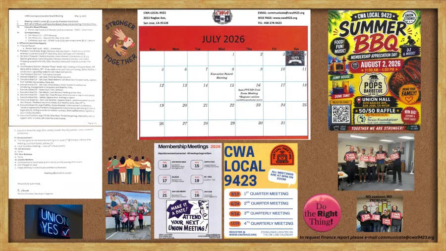 July 2026 Union Corkboard